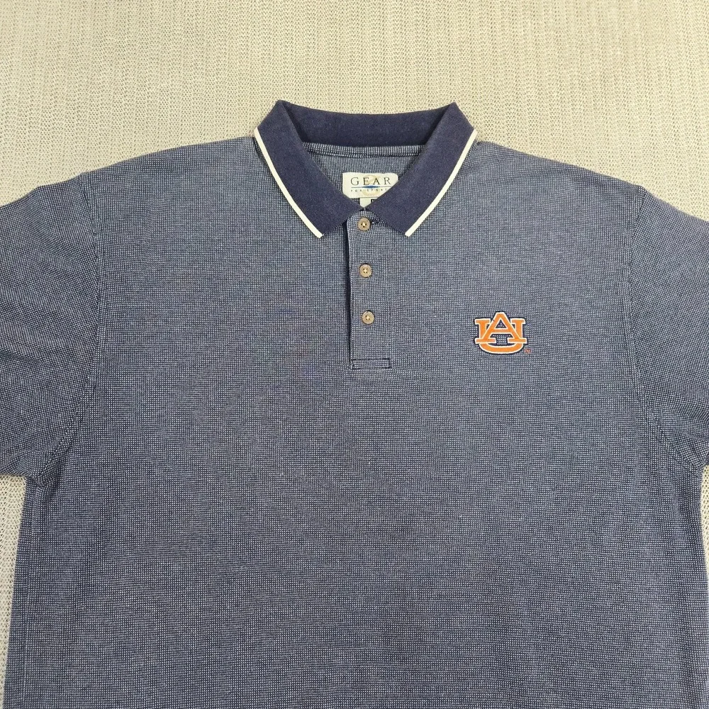 Vintage Auburn Tigers Polo Shirt Mens XL Blue Gear For Sports SEC Football 90s